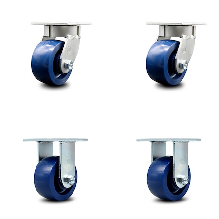 Service Caster 4 Inch Kingpinless Solid Poly Wheel Swivel Caster Swivel 2 Rigid SCC, 2PK SCC-KP30S420-SPUR-2-R-2